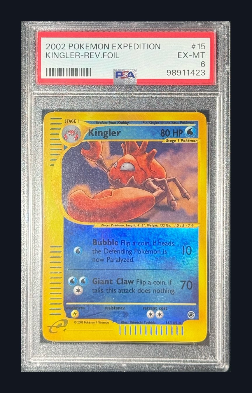 2002 Pokémon Expedition Kingler Reverse Foil #15 — PSA 6