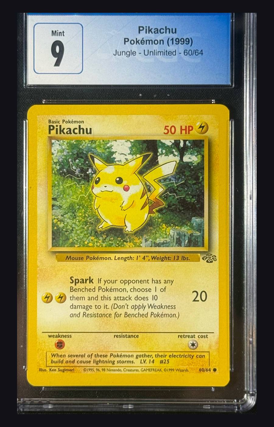Pikachu Jungle Unlimited 60/64 — CGC Mint 9 — Cert 4084503069